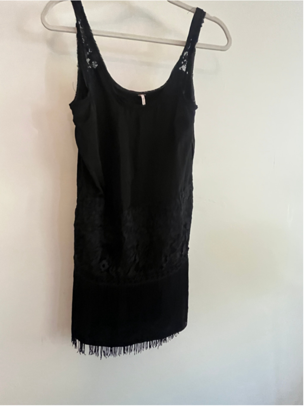 Women's Free People Black Lace Fringe Tank Top Size 2